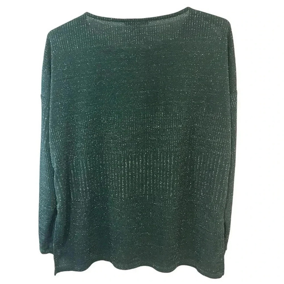 Cable & Gauge size L EUC lightweight green sweater with sparkle and buttons - Picture 9 of 11